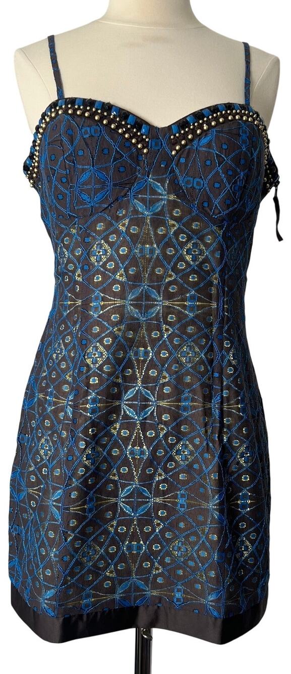 Forever 21 NWT Vintage Women's Mini Bodycon Dress Beaded Retro Prom Chic Size L